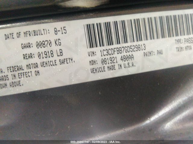 1C3CDFBB7GD529813 Dodge DART SXT