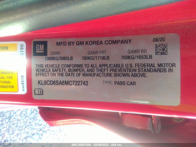 Chevrolet SPARK 1LT 2021 KL8CD6SA6MC722743 Image 9