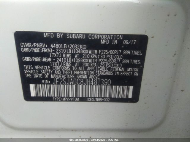 JF2SJAGC8JH481390 Subaru Forester Premium