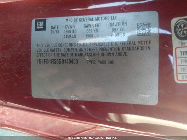 Chevrolet Camaro 1lt 2016 1G1FB1RS6G0140409 Image 7