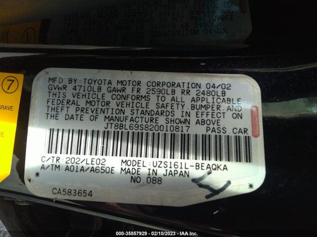 JT8BL69S820010817 Lexus GS 430