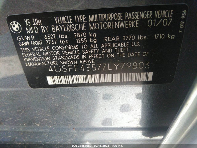 BMW X5 3.0SI 2007 4USFE43577LY79803 Image 11