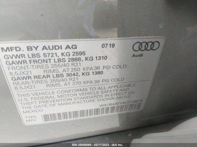2019 Audi SQ5, VIN: WA1B4AFY4K2139579