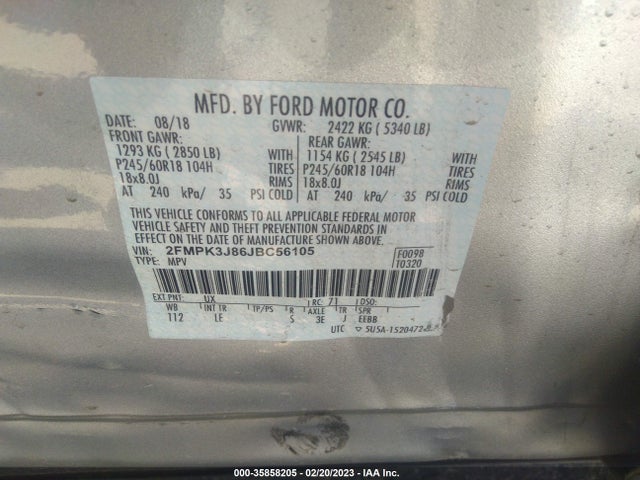 2018 Ford Edge, VIN: 2FMPK3J86JBC56105