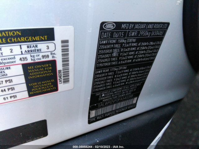 SALWR2VF0FA540288 Land Rover Range Rover Sport Hse