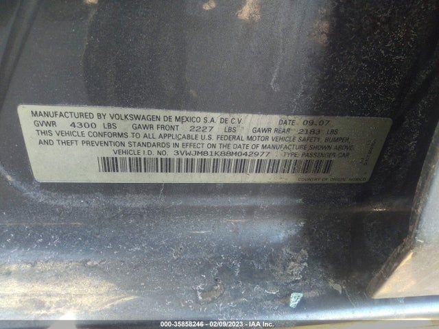 3VWJM81K88M042977 Volkswagen Jetta Sedan S