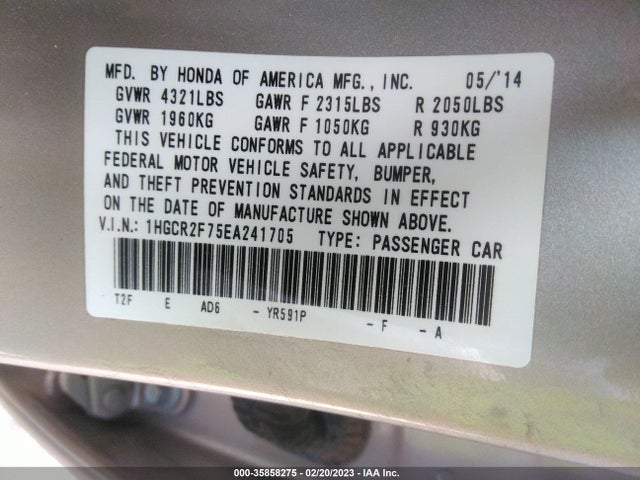 Honda Accord Sedan Ex 2014 1HGCR2F75EA241705 Image 11