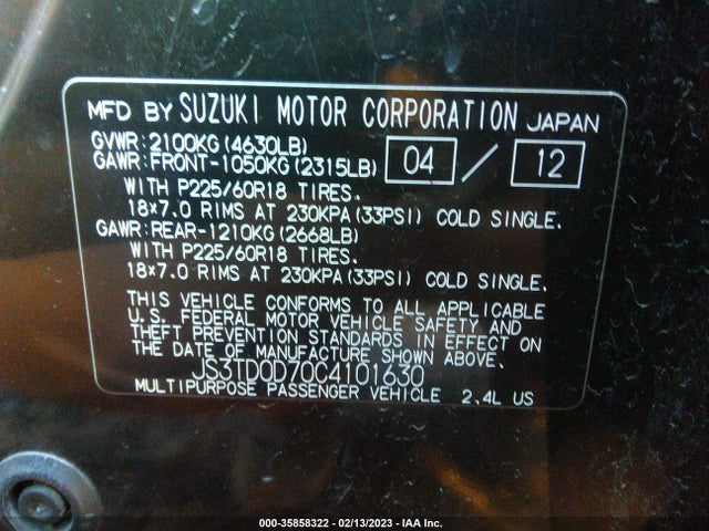 Suzuki Grand Vitara 2012 JS3TD0D70C4101630 Image 10