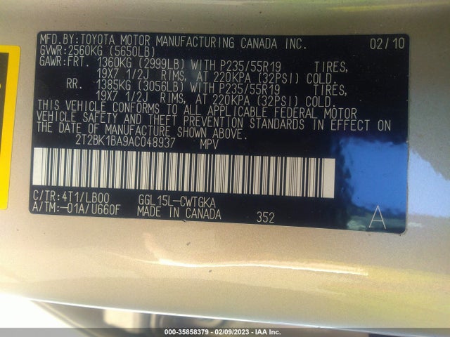Lexus RX 350 2010 2T2BK1BA9AC048937 Image 9