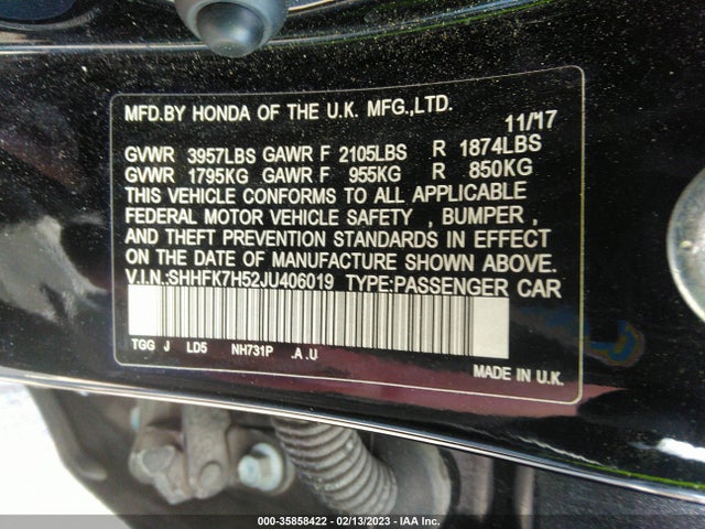 Honda Civic Hatchback Ex 2018 SHHFK7H52JU406019 Image 11