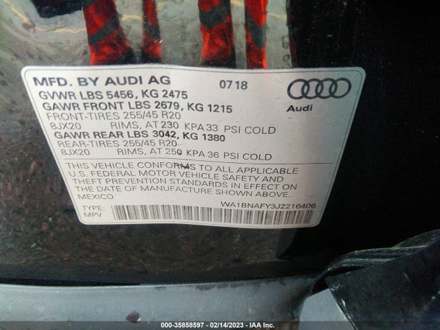WA1BNAFY3J2216406 Audi Q5 Premium Plus