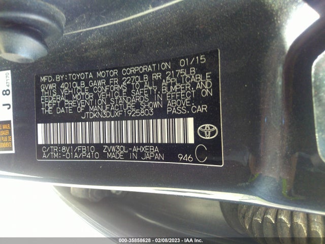 2015 Toyota Prius, VIN: JTDKN3DUXF1925803