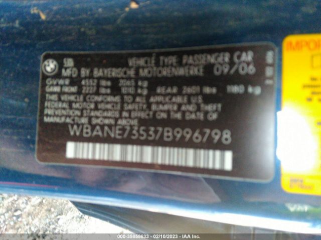 WBANE73537B996798 BMW 5 Series 530i