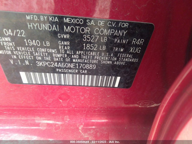 Hyundai Accent Sel 2022 3KPC24A60NE170889 Image 9