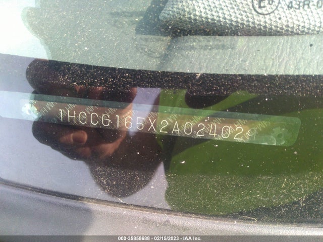 2002 HONDA ACCORD SDN EX W/LEATHER VIN: 1HGCG165X2A024029