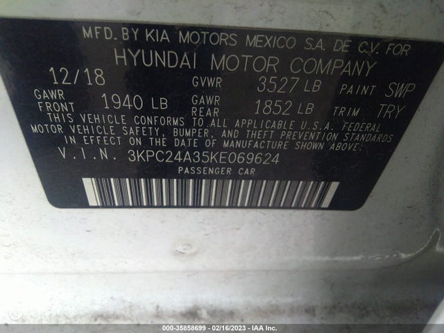 Hyundai ACCENT SE 2019 3KPC24A35KE069624 Image 9