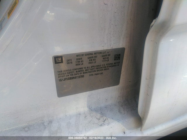 2017 Chevrolet Sonic, VIN: 1G1JF5SB9H4110766