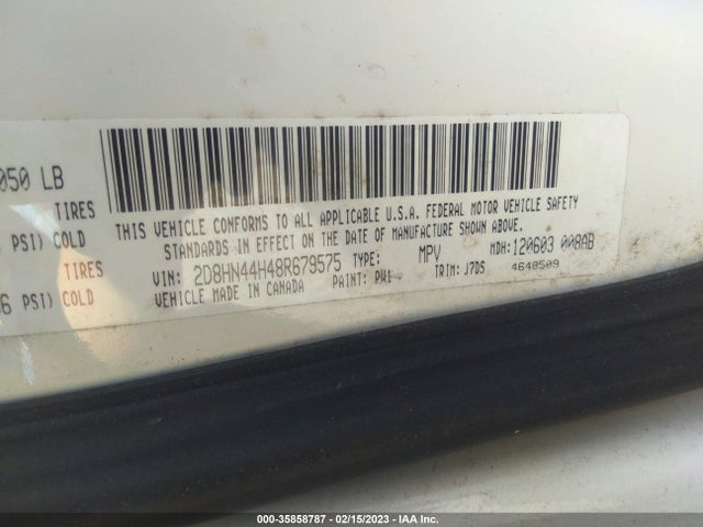 2008 DODGE GRAND CARAVAN SE VIN: 2D8HN44H48R679575
