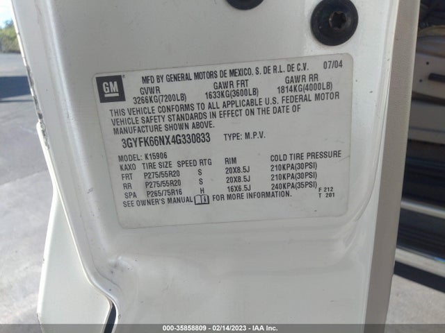 Cadillac ESCALADE ESV 2004 3GYFK66NX4G330833 Image 10