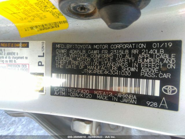 Toyota Corolla Hatchback Se/xse 2019 JTNK4RBE4K3041030 Image 10