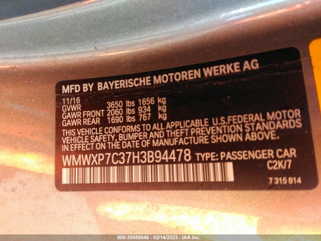 WMWXP7C37H3B94478 Mini Hardtop 2 Door Cooper S