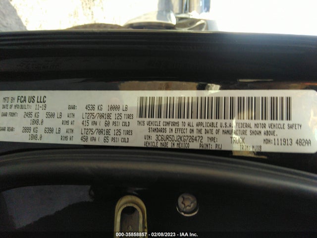 3C6UR5DJ2KG726472 RAM 2500 Big Horn
