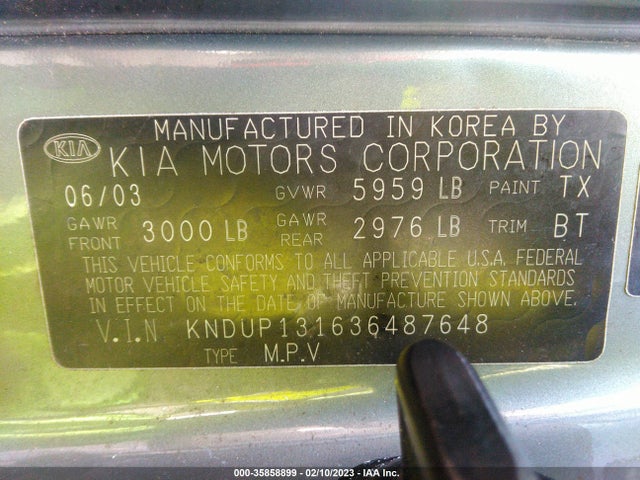 KIA Sedona 2003 KNDUP131636487648 Image 10