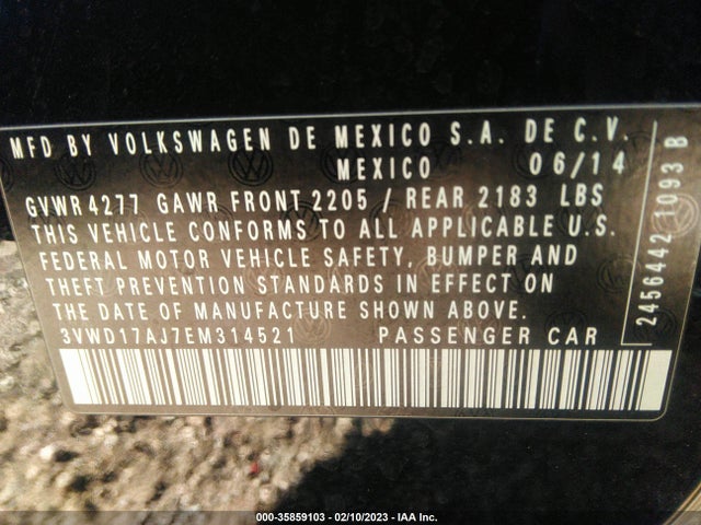 2014 VOLKSWAGEN JETTA SEDAN SE W/CONNECTIVITY VIN: 3VWD17AJ7EM314521