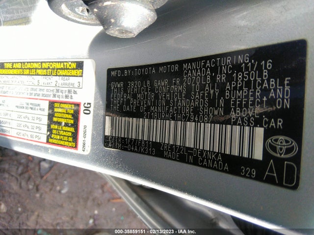 Toyota Corolla 2017 2T1BURHE1HC794087 Image 10
