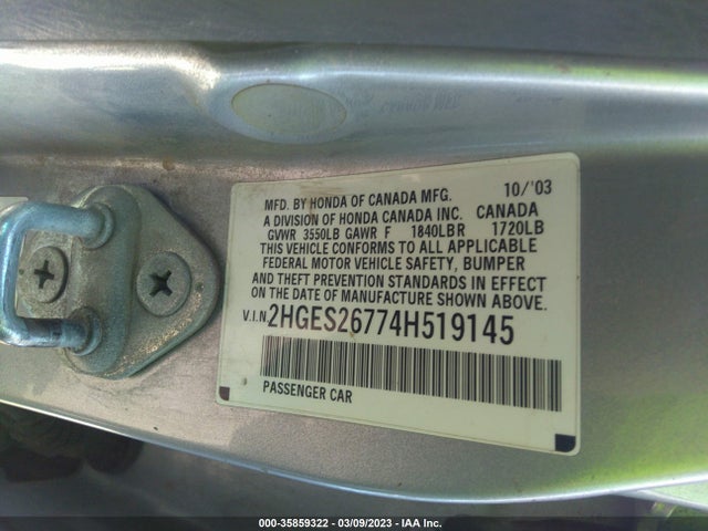 Honda CIVIC EX 2004 2HGES26774H519145 Image 10