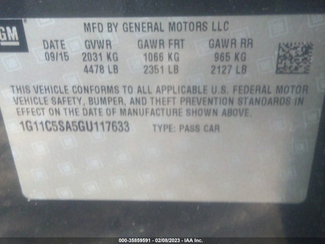 Chevrolet Malibu Limited Lt 2016 1G11C5SA5GU117633 Image 9