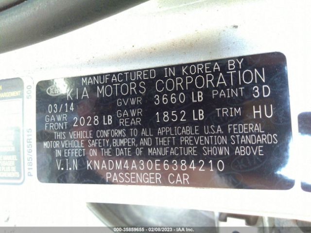 KNADM4A30E6384210 KIA RIO LX
