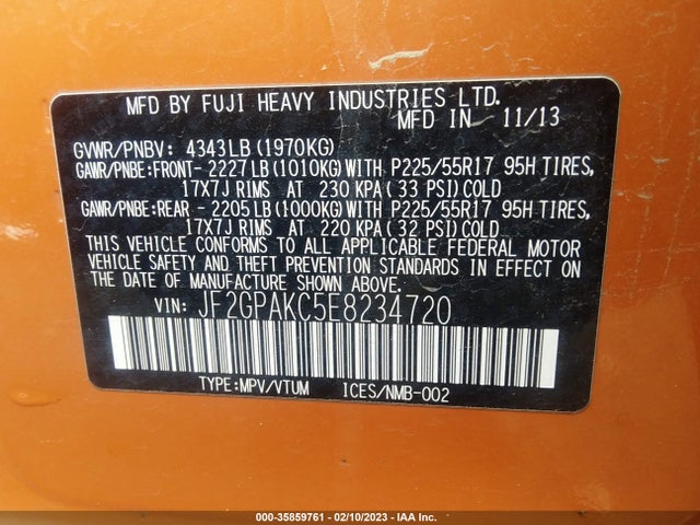 Subaru Xv Crosstrek Limited 2014 JF2GPAKC5E8234720 Image 11