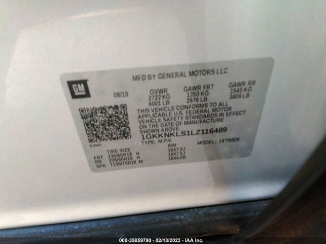 1GKKNKLS1LZ116489 GMC ACADIA SLE