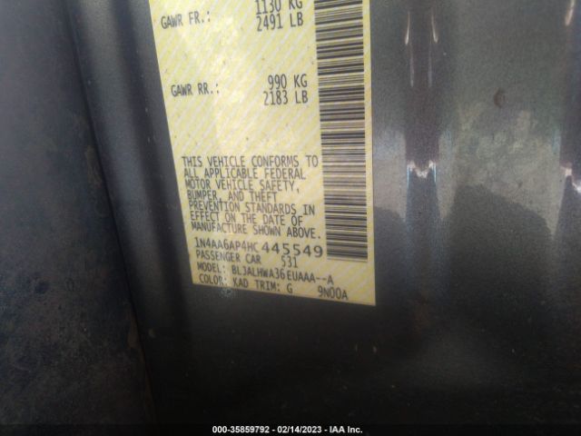 1N4AA6AP4HC445549 Nissan Maxima Platinum