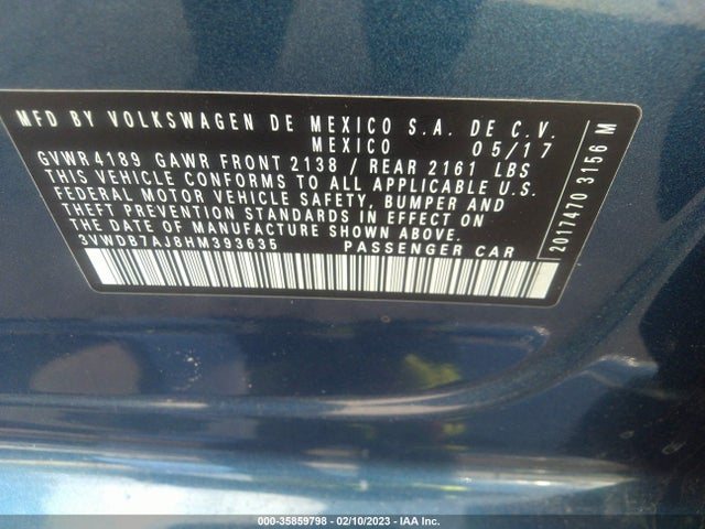 Volkswagen Jetta 1.4t Se 2017 3VWDB7AJ8HM393635 Image 10