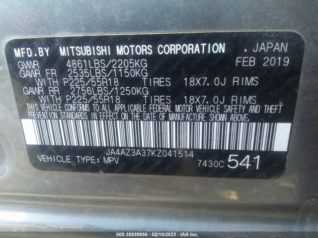 JA4AZ3A37KZ041514 Mitsubishi Outlander Es/se/sel/le