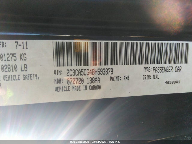 Chrysler 300 Limited 2011 2C3CA5CG4BH593879 Image 11