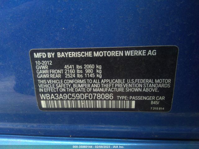 WBA3A9C59DF078086 BMW 3 Series 335i