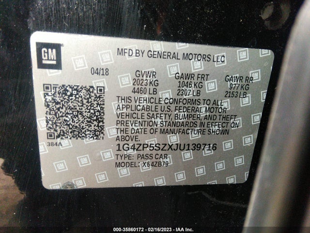 2018 Buick LaCrosse, VIN: 1G4ZP5SZXJU139716