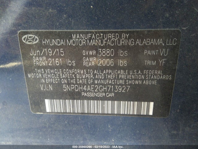 Hyundai ELANTRA SE 2016 5NPDH4AE2GH713927 Image 9