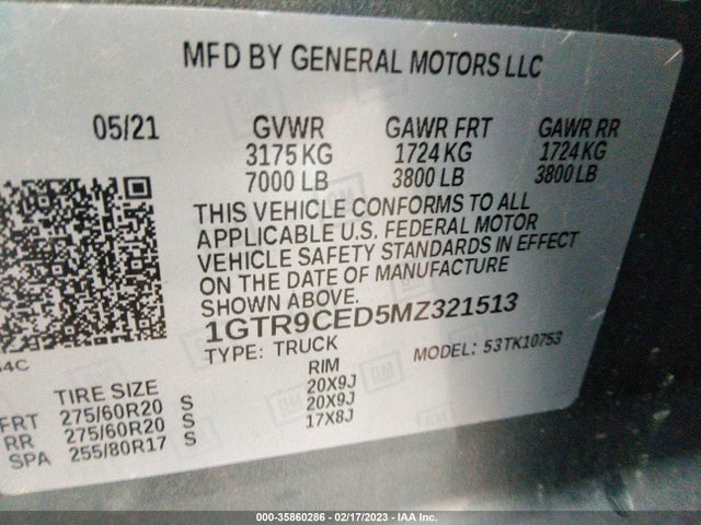 GMC Sierra 1500 Elevation 2021 1GTR9CED5MZ321513 Image 9