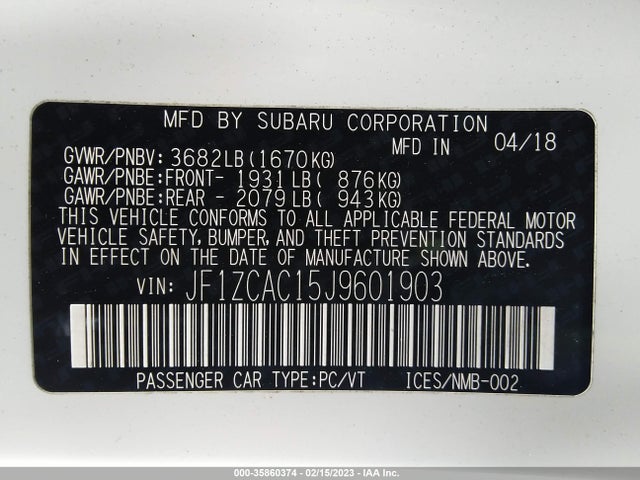 2018 Subaru BRZ, VIN: JF1ZCAC15J9601903