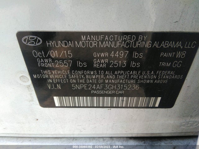 Hyundai Sonata 2.4l Se 2016 5NPE24AF3GH315236 Image 9