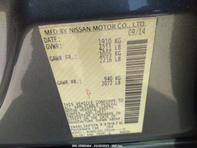 1N4AL3AP5FN339976 Nissan Altima 2.5/s/sv/sl