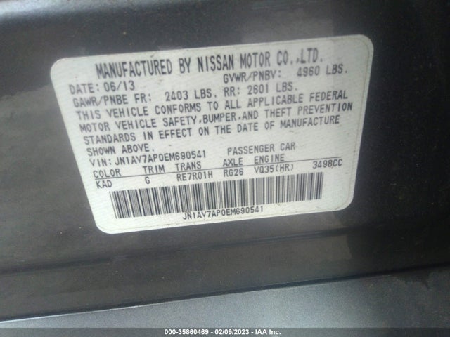 2014 INFINITI Q50 HYBRID SPORT VIN: JN1AV7AP0EM690541