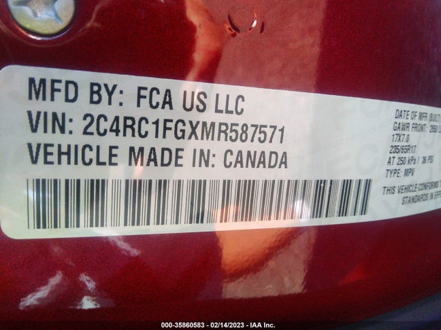 2C4RC1FGXMR587571 Chrysler Pacifica Touring