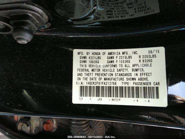 Honda Accord Sedan Ex-l 2015 1HGCR2F81FA213796 Image 11