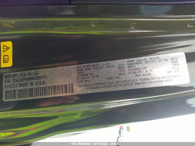 2022 Jeep Wrangler, VIN: 1C4JJXP68NW205171
