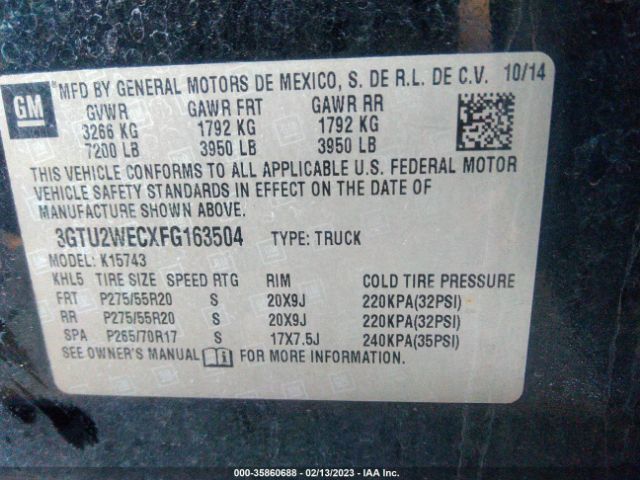3GTU2WECXFG163504 GMC Sierra 1500 Denali